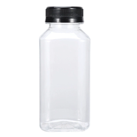 Bouteilles en plastique PET carrées rechargeables de 60 ml, 120 ml, 150 ml, 250 ml, 350 ml, 500 ml, 16 oz avec bouchon à vis scellé pour boissons gazeuses