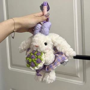 Adorable Llavero de Conejo con Orejas Caídas, Lazo y Falda con Volantes - Bonito Colgante de Peluche para Bolsos, Regalo para Niñas, Decoración para Habitación Infantil - Product Image 3
