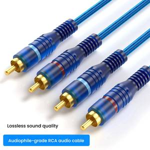 High-quality braided RCA audio <b>cable</b> with gold-plated molded connectors, made of oxygen-free copper - Product Image 2