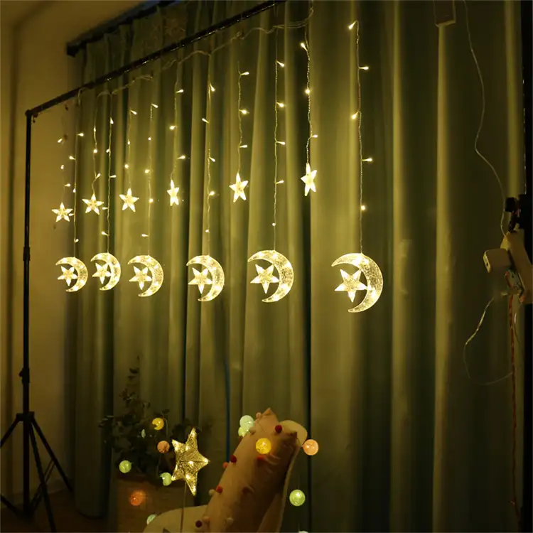 Estrella descendente única, decoración barata para el hogar, Luna blanca cálida, luces led de Navidad para exteriores