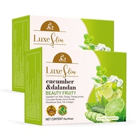 Marque Blanche 10 Sachets Poudre de Boisson Fruitée au Concombre Dalandan, Mélange de Kale, Gingembre et Collagène, Boisson Naturelle Saveur Fruits et Légumes
