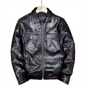 Veste en cuir <span class=keywords><strong>de</strong></span> chèvre pleine fleur pour homme, style chasse rétro personnalisé, col rabattu, faible MOQ, OEM, pour <span class=keywords><strong>l</strong></span>'hiver, style motard - Product Image 4
