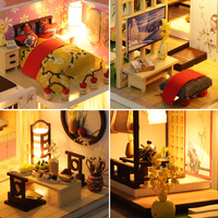 Kit de bricolage en gros pour nichoir à livres, maison miniature, maison de poupée, kit de maison miniature, serre-livres loft japonais, mini ornement de bureau