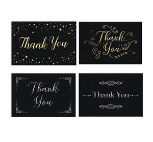 Caja de Pvc de lámina dorada con logotipo personalizado, tarjetas de notas pequeñas negras mate con sobres plegados, Gracias personalizadas - Product Image 2