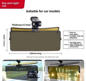 Gafas de protección UV de doble uso para coche, parasol plegable de PVC, espejo antideslumbrante, visera universal diurna y nocturna para sedán SUV - Product Image 3