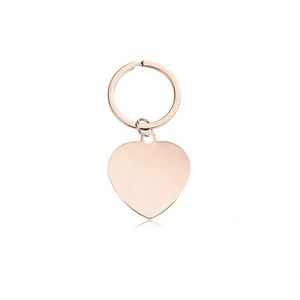 Rose Gold Color Blank Stainless Steel Metal <b>Keychain</b> Different Shape DIY Laser UV Printing Round Heart Bone Rectangle Keyring - Product Image 2