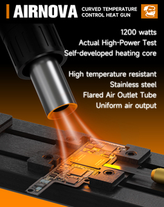 Cơ Khí Airnova 1200W Highpower Thông Minh Hot Air Gun Trạm Làm lại Horn Vòi Phun Cho Điện Thoại <span class=keywords><strong>BGA</strong></span> IC <span class=keywords><strong>PCB</strong></span> Hàn Định Hình Sửa Chữa Công Cụ - Product Image 5