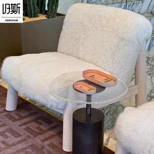Set di Poltrona <span class=keywords><strong>e</strong></span> Divano Ergonomici di Lusso in Lana Color Crema, Fatti a Mano, Morbidi, per Soggiorno, Ufficio, Hotel <span class=keywords><strong>e</strong></span> Palestra - Product Image 5