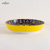 Vente en gros de vaisselle en céramique peinte à la main de style bohème mandala, logo personnalisé, assiettes, bols, tasses en porcelaine marocaine, vaisselle de table