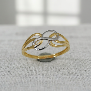 Bague en or massif 18 carats Infinity Design avec pavé de diamants, alliance de luxe unisexe - Product Image 6