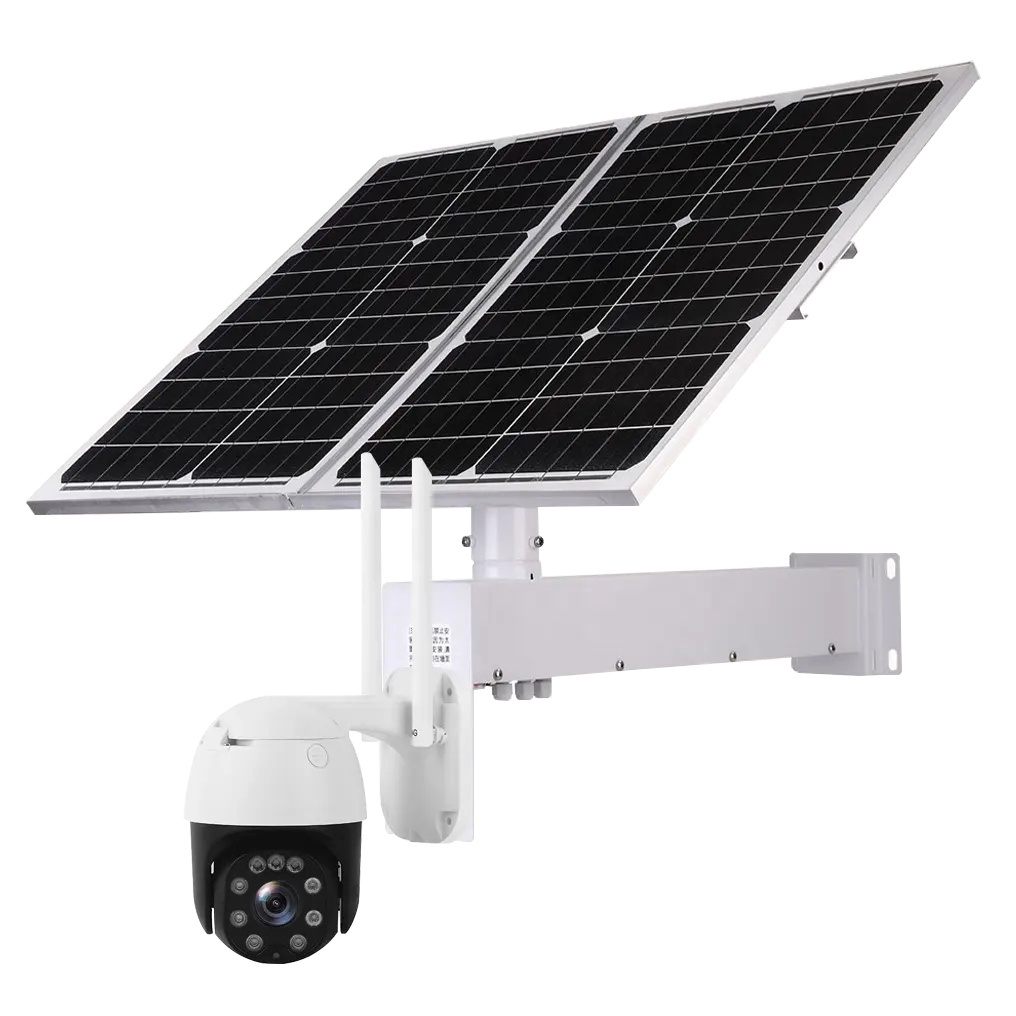 Caméra solaire sans fil 80W 40ah caméra IP alimentée par batterie PTZ objectif 3.6mm 1080P 2MP lumière blanche vidéo alarme mobile CamHi