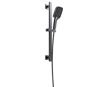 Juego de cabezal de ducha con pantalla digital, acabado gris bronce mate, forma rectangular, rociador de masaje, grifo de ducha tipo lluvia, instalación oculta - Product Image 1