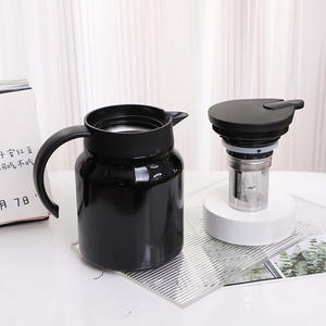 Tetera térmica de acero inoxidable negro con tapa resistente al calor 316 para oficina, café, té, separador de agua - Product Image 2
