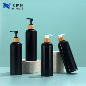 Minnie White Cylinder Pump <b>Bottle</b> 500ml <b>Empty</b> Pet <b>Plastic</b> For Lotion Shower Gel Shampoo With Bamboo Cap - Product Image 2