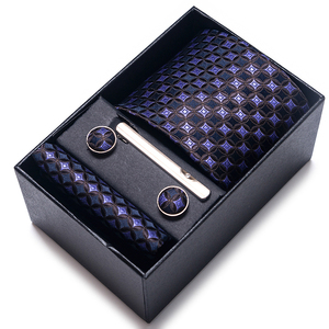 Haute qualité luxe <span class=keywords><strong>cravate</strong></span> ensemble hommes Jacquard poche carré <span class=keywords><strong>cravate</strong></span> ensembles hommes costume accessoires doré Plaid Fit fête - Product Image 3