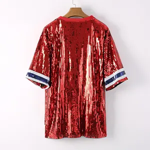 Red Sequin Jersey Football Team Sequin Dress For Women Ready To ship