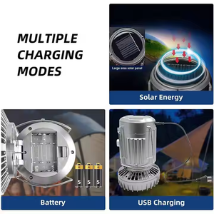 Portable Outdoor Camping Light With Solar & USB Rechargeable Feature Foldable LED Camp Light & Electric <b>Fan</b> - Product Image 5