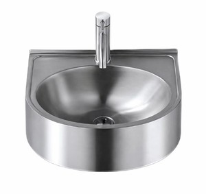 Évier mural compact en acier inoxydable 304, demi-rond, petit lavabo pour la maison, l'hôtel, la <span class=keywords><strong>salle</strong></span> <span class=keywords><strong>de</strong></span> <span class=keywords><strong>bain</strong></span>, la buanderie, vente en gros OEM ODM - Product Image 1