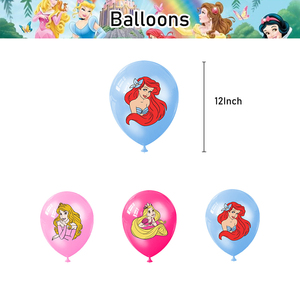 Conjuntos de Decoración para Fiesta de Cumpleaños con Temática de las Princesas <span class=keywords><strong>Aurora</strong></span>, Ariel y Bella, Adorno para Pastel, Pancarta, Globos de Látex para Suministros de Fiesta - Product Image 5