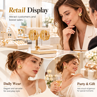 Boucles d'oreilles pendantes en acier inoxydable plaqué or avec perles pour femmes, minimum 6 pièces