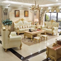 Canapé en cuir véritable en forme de U de style européen, trois places, démontage et montage, cuir de vachette doré champagne haut de gamme pour la chambre/la villa