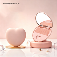 Miroir cosmétique pliable personnalisé à double face avec éclairage et loupe de poche - Cadeau de maquillage portable pour femmes