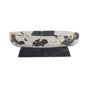 Ciotola Decorativa con Motivi e Base in Marmo per Centrotavola e Arredamento Casa - Product Image 1