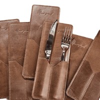 Pochette à couverts vintage en cuir PU, porte-couteau et fourchette pour restaurant, décoration de table, pique-nique en plein air, camping, voyage d'affaires, cadeau