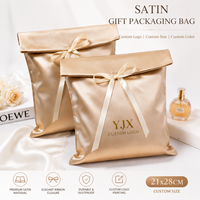 Sac cadeau en satin imprimé à l'écran avec logo personnalisé, fermeture à ruban, pochette anti-poussière de luxe pour bijoux, cosmétiques, vêtements