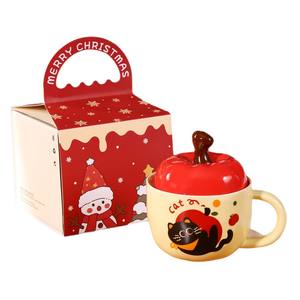 Nouvelle tasse en céramique de Noël avec motif de fruits, tasse à eau mignonne, cadeau, mug de Noël avec couvercle - Product Image 1