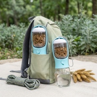 Bouteille d'eau portable 2-en-1 pour chien avec récipient à nourriture, distributeur d'eau de voyage anti-fuite pour animaux de compagnie, gamelle d'eau pour chat sans BPA pour l'extérieur