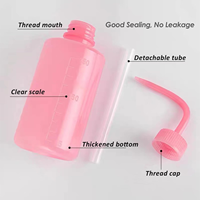 Bouteille de rinçage pour nettoyant cils, flacon souple en plastique avec bec courbé, outils de nettoyage pour extensions de cils, vente en gros, logo personnalisé