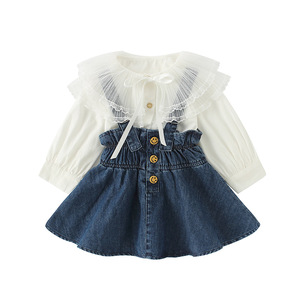 <span class=keywords><strong>Autunno</strong></span> Bello Casuale Del Bambino Belle Ragazze Abiti Da Principessa casuale del bambino della ragazza 2 pz jeans abiti - Product Image 6