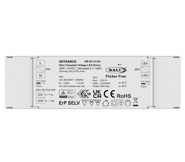 SKYDANCE 40W 12V DALI Dimmable LED Driver Push Dimming LED Dimmer for Single Color LED Strip DB-40-12-DA