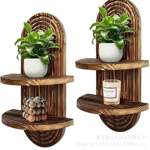 Wooden <b>Wall</b> <b>Shelf</b> Oval Shape Solid Wood <b>Wall</b> <b>Mounted</b> Storage Rack Living Room Display <b>Shelf</b> Multipurpose - Product Image 5