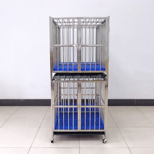 Cage pour chien en acier inoxydable à deux étages de qualité supérieure OSCAT pour les caisses résistantes aux salons de toilettage pour animaux de compagnie - Product Image 3