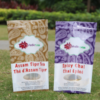Sachet d'emballage pour thé noir Assam 500g, personnalisé, avec fenêtre Mylar FDA, à fermeture éclair, à fond plat, faible MOQ