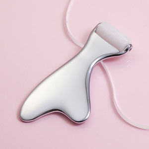 Rullo Massaggiante Viso in Quarzo Rosa Naturale e Giada, Rullo in Metallo Guasha <span class=keywords><strong>per</strong></span> Sbiancamento e Lifting del Viso - Product Image 5
