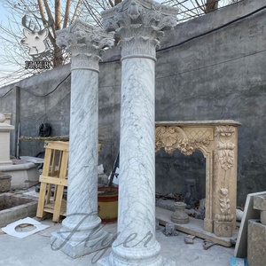 Piliers romains en pierre naturelle, balustrade et colonne en marbre blanc sculptés à la main, colonne romaine solide en marbre d'Italie - Product Image 6