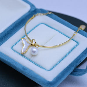 Bracelet en argent S925 avec perles d'eau douce Zhuji 7-8 mm, forte luminosité, presque parfaites, pendentifs fins, breloques, diffusion en direct transfrontalière - Product Image 4