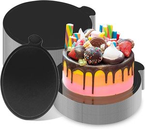 Mini plateaux ronds pour gâteaux, lot de 50, noirs, jetables, écologiques, <span class=keywords><strong>en</strong></span> <span class=keywords><strong>carton</strong></span> alimentaire, pour gâteaux, pâtisserie <span class=keywords><strong>DIY</strong></span>, desserts, fêtes - Product Image 1
