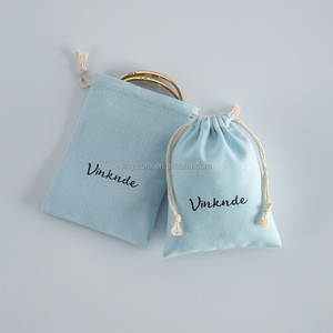 New Eco-friendly <b>Light</b> Blue Cotton Canvas Drawstring Bag 10x15 cm Jewelry Pouch Cotton <b>Rope</b> Women Girls Fashionable Container - Product Image 2