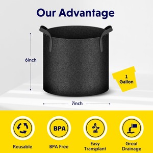 Fábrica 3 5 7 10 15 20 25 30 100 galones maceta no tejida bolsa de cultivo hidropónico macetas de tela jardín patata fieltro vivero bolsas de cultivo - Product Image 3