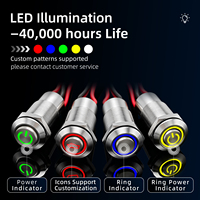 Interrupteur à bouton-poussoir à tête allongée en acier inoxydable IP67 de 12 mm avec anneau lumineux
