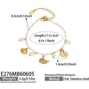 Fashion Sea Animal <b>Crab</b> Charm Bracelet Sparkling Zircon <b>Decor</b> DIY Custom Pendant Waterproof Stainless Steel Gold Plated Bracelet - Product Image 6