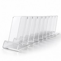 Support de téléphone en acrylique massif moderne de haute qualité, support de bureau transparent monobloc, présentoir pour exposition et salon professionnel, logo personnalisé