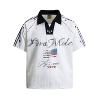 T-shirt à manches courtes de style sportswear imprimé lettres, boutonné, style américain, tendance, pour hommes et femmes, design streetwear
