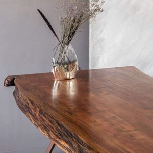 Luxury Solid Acacia Wood 6 Seater <b>Dining</b> <b>Table</b> with Metal Legs Modern Design <b>Dining</b> Furniture for Home Kitchen Restaurant - Product Image 4