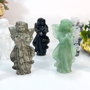Venta al por Mayor de Piedras de Meditación <span class=keywords><strong>Reiki</strong></span>, Tallado de Ángeles, Cristal Natural, Piedra Preciosa, Cuarzo Rosa, Escultura de Ángel, Adornos - Product Image 5