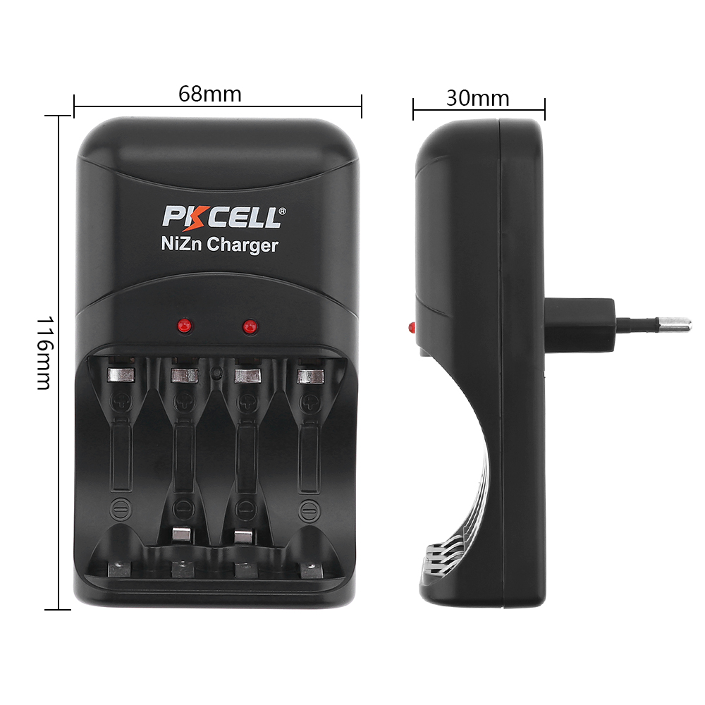 PKCELL 4スロットNi亜鉛標準バッテリー充電器PK8186、1.6v AA 2500 mWh